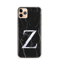 Iphone 11 Pro Max Siyah Mermer Harf Tasarımlı Telefon Kılıfı Z-Harfi 