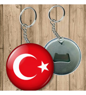 Türk Bayrağı Model - Açacaklı Anahtarlık