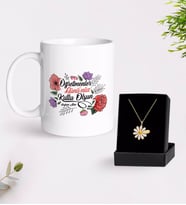 BK Gift Kişiye Özel Öğretmenler Gününüz Kutlu Olsun Beyaz Kupa ve Papatya Kolye Hediye Seti-5 (Model 1)