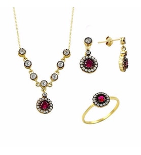 Üçlü Set Papatya 6,74 Gram 14 Ayar Altın (Çok Renkli)