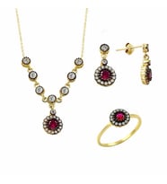 Üçlü Set Papatya 6,74 Gram 14 Ayar Altın (Çok Renkli)