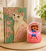 Kedi Çiçeği Tasarım Defter & İyi Ki Varsın Işıklı Kar Küresi