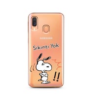 Snoopy Tasarımlı Süper Şeffaf Silikon Telefon Kılıfı Samsung A40