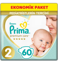 Prima Premium Care Bebek Bezi Beden:2 (4-8KG) Mini 60 Adet Ekonomik Pk