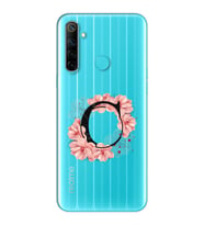 Pembe Çiçekli Harf Tasarım Süper Şeffaf Silikon Telefon Kılıfı Oppo Realmi 6i C-