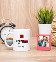Optisyen Beyaz Kupa Bardak ve Kırmızı Mini Fotoğraf Çerçevesi