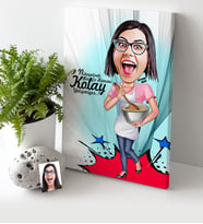 BK Gift Kişiye Özel Ev Hanımı Karikatür Kanvas Tablo 30x50cm 3