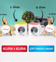 İkili Sarı Pembe Sevgiliye Sevgililer Günü Hediyesi 11 Kupa Bardak Anahtarlık