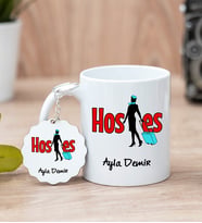 Hostes Beyaz Kupa Bardak Ve Anahtarlık Set