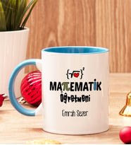 Matematik Öğretmenine Hediye İçi Ve Kulpu Renkli Kupa Bardak
