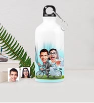 BK Gift Kişiye Özel Gelin Damat Karikatürlü Metal Suluk 500 Ml 3