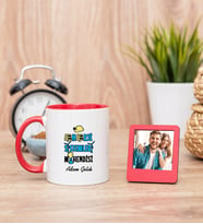 Enerji Sistemleri Mühendisi Kırmızı Kupa ve Kırmızı Mini Fotoğraf Çerçevesi