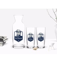 BK Gift Kişiye Özel Renkli Baskılı Denizci Tasarımlı İkili Rakı Bardağı ve Karaf Hediye Seti-1 (Beyaz)