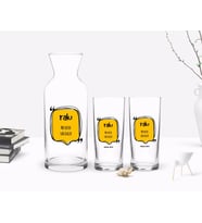 BK Gift Kişiye Özel Renkli Baskılı Mey Biter Saki Kalır İkili Rakı Bardağı ve Karaf Hediye Seti (Model 1)