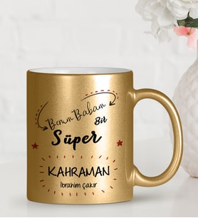 BK Gift Kişiye Özel Babalar Günü Temalı Altın Yaldızlı Kupa Bardak 17411