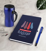 BK Gift Kişiye Özel Karizmatik Babam Lacivert Defter Kalem Termos Mug Seti (Model 1)