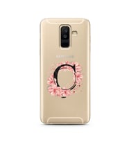 Pembe Çiçekli Harf Tasarım Süper Şeffaf Silikon Telefon Kılıfı Samsung A6 Plus Ç
