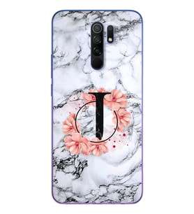 Mermer Çiçekli Harf Tasarım Süper Şeffaf Silikon Telefon Kılıfı Xiomai Redmi 9 J