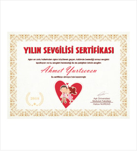 14 Şubat Sevgililer Günü Yılın Sevgilisi Sertifikası