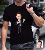 BK Gift Kişiye Özel Bay Bankacı Karikatürlü Siyah T-Shirt-1