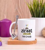 Ziraat Mühendisi Ahşap Altlıklı Beyaz Kupa Bardak
