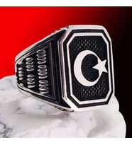 Ay Yıldız Gümüş Erkek Yüzük 6014700215231
