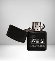 Kişiye Özel İsimli Siyah Benzinli Metal Çakmak Yılbaşı
