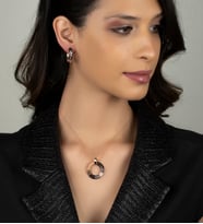 Gümüş Zirkon Taşlı Halka Tasarım Abiye Günlük Set (Rose)