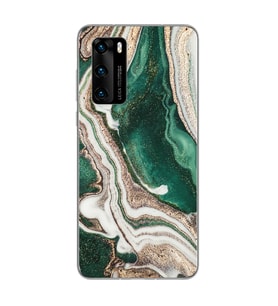 Yeşil Kumsal Tasarımlı Süper Şeffaf Silikon Telefon Kılıfı Huawei P40
