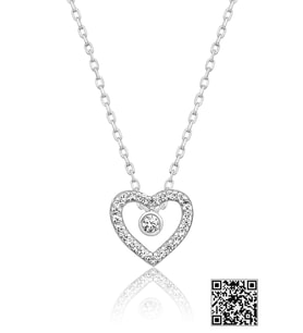 Papatya Silver Swarovski® Tektaşlı Kalp Kolye Rodyum Kaplama 925 Ayar Gümüş
