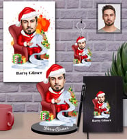Kişiye Özel Yılbaşı Erkek Karikatürlü 5 li Hediye Seti Model-9