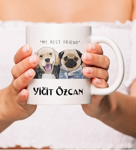 Kişiye Özel My Best Friend Tasarımlı Beyaz Kupa Bardak
