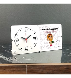 Sorumlu Laborant Ahşap Masa Saati