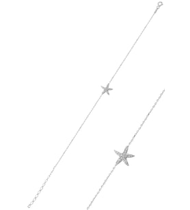 Söğütlü Silver Gümüş zirkon taşlı deniz yıldızı modeli bileklik SGTL10094RODAJ