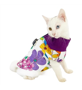 Flower Power Su itici Yağmurluk Kedi Yağmurluğu  (Mor)