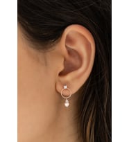 Tektaş Haklalı Kalp Sallantılı Küpe Rose 925 Ayar Gümüş Uvps300117