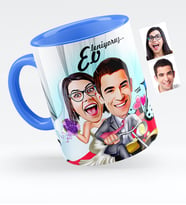 BK Gift Kişiye Özel Evleniyoruz Karikatürlü Mavi Kupa Bardak  8