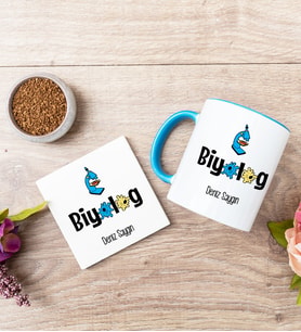 Biyolog Mavi Kupa Bardak Ve Bardak Altlığı Seti