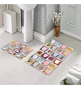 Banyo Halısı Ikili Klozet Takımı Kaymaz Tabanlı (60 xm x 100 cm + 40 cm x 60 cm) 