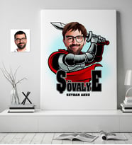 BK Gift Kişiye Özel Şövalye Karikatürlü Kanvas Tablo (50x70cm.) 1
