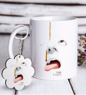 BK Gift Kişiye Özel Yüz Beyaz Kupa ve Anahtarlık Hediye Seti (Model 1)