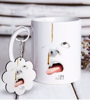 BK Gift Kişiye Özel Yüz Beyaz Kupa ve Anahtarlık Hediye Seti (Model 1)