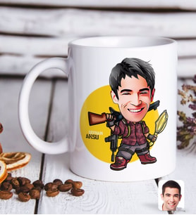BK Gift Kişiye Özel Erkek PUBG Karikatürlü Beyaz Kupa Bardak-5