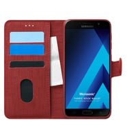 Microsonic Samsung Galaxy A7 2017 Kılıf Fabric Book Wallet Kırmızı