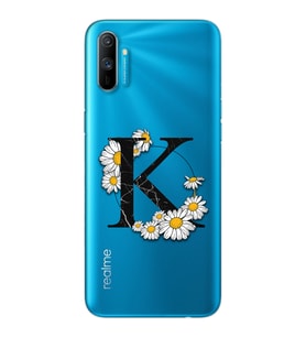 Papatya Harf Tasarım Süper Şeffaf Silikon Telefon Kılıfı Oppo Realmi C3 K-Harfi