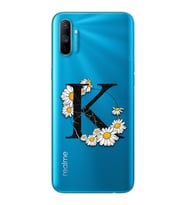 Papatya Harf Tasarım Süper Şeffaf Silikon Telefon Kılıfı Oppo Realmi C3 K-Harfi