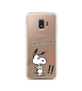 Snoopy Tasarımlı Süper Şeffaf Silikon Telefon Kılıfı Samsung J2 Core