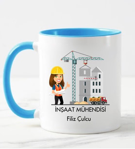 İnşaat Mühendisi Kupa Bardağı Mavi