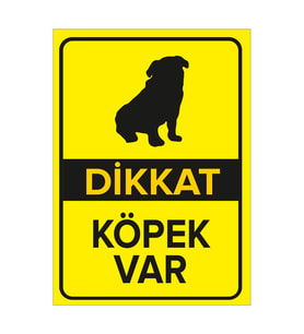 MIGNATIS - Dikkat Köpek Var Sarı Renk Levhası - Sac Malzeme 50x70cm