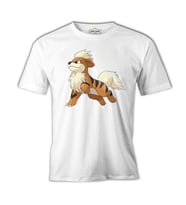 Pokemon - Growlithe Beyaz Erkek Tshirt